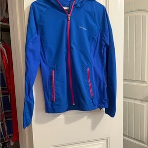 Columbia Vibrant Blue Jacket with Pink Trim